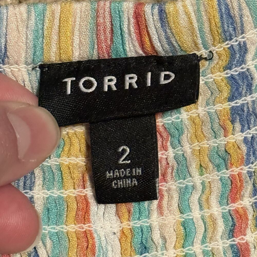 Torrid Womens White Stripe Gauze Cold Shoulder Mini Skater Dress Plus Size 2XL - Picture 7 of 13